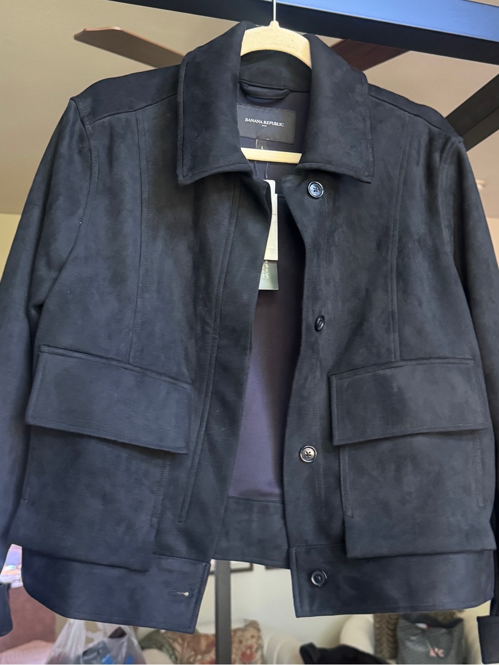 Banana Republic Black Suede Like Utility Jacket - Picture 3 of 4